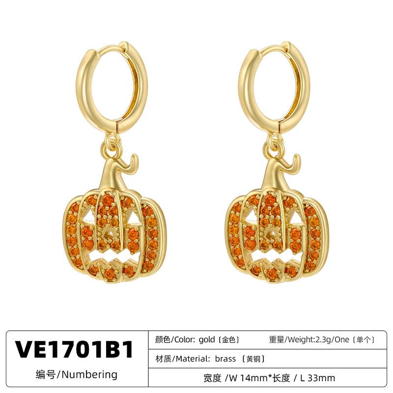 Pumpkin Grimace Ghost Stud Earrings Fun Funny Halloween Spider Web Earrings Ve1701-1705