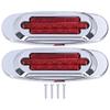 Pair 16LEDs Taillight Electroplated Trim Side Marker Auto External Lamps for 12V 24V Car Truck PickupRed Lens
