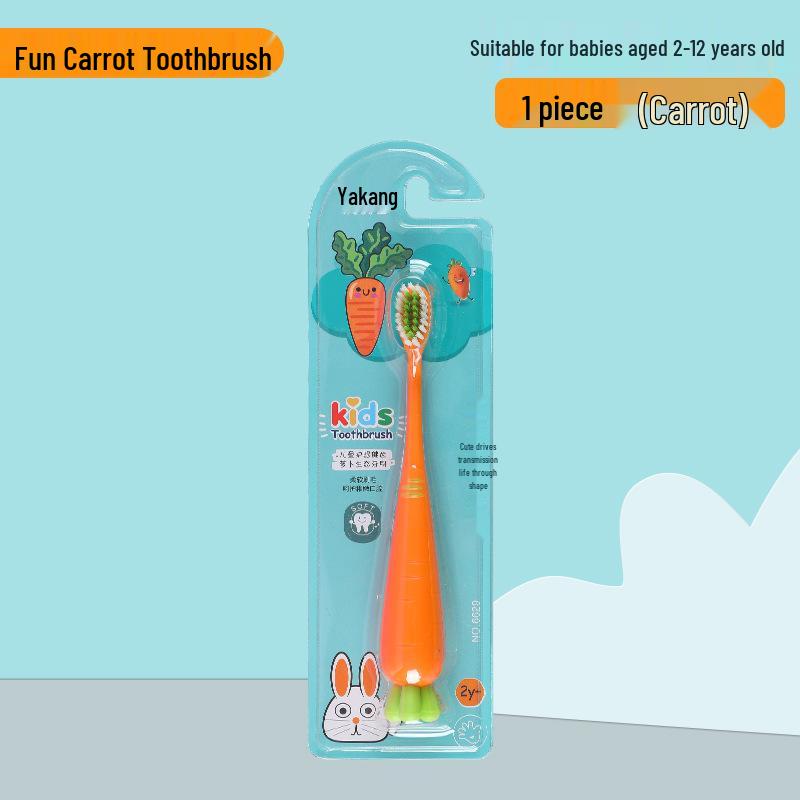 Children's Soft Bristle Toothbrush with Cute Cartoon Design, Small Head, Anti-Slip Handle, Individually Packaged for Ages 2-12.