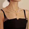 Jewelry Splicing Chain Imitation Baroque Special-shaped Pearl Necklace Geometric Ball Long Stick Pendant Necklace