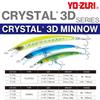 Saltwater Lure Crystal 3D Minnow Floating 110mm Real Glass Minnow YO-ZURI Color