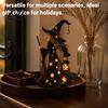 Luce Notturna Decorativa Lampada Strega di Halloween Statuetta Up con Scopa e Lanterna Resina Gotica Decorazione da Tavolo Spettrale per Tavolo da Interno Casa Vintage
