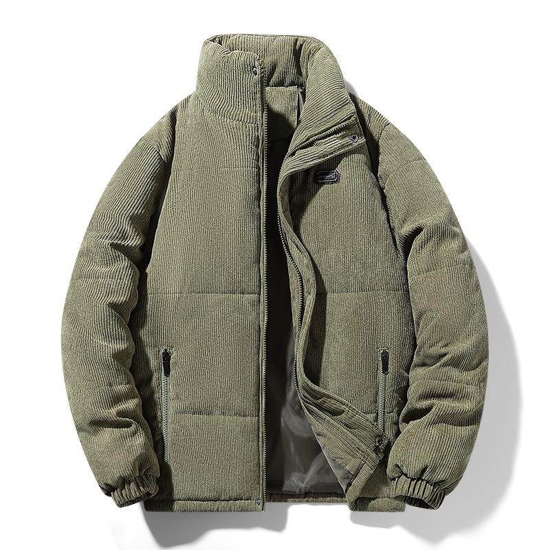 

Textured New Men s Corduroy Cotton Jacket Business Casual Winter Thickened Loose Casual Bread Cotton Jacket 5XL армія зелений колір