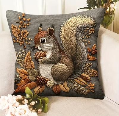 2D Printing Squirrel Pillow Cover Nature'S Artistry For Your Home Sofa Cushion Cover Home Decoration Pillowcase