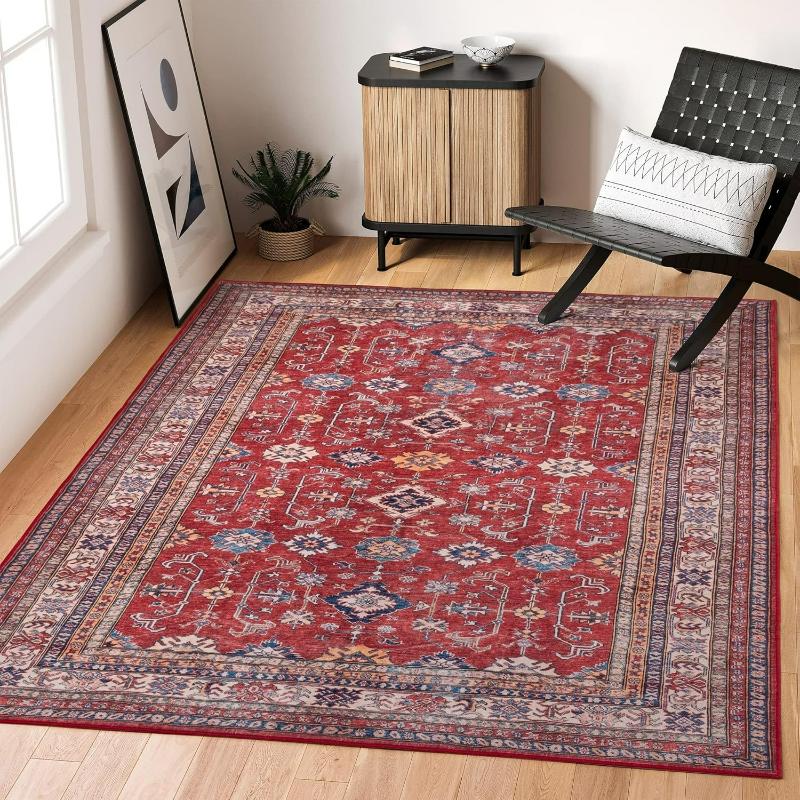 Vintage Tribal Living Room Carpet Stain-Resistan Home Hallway Balcony Bath Mat Non Slip Parlour Sofa Floor Large Area Decor Rugs