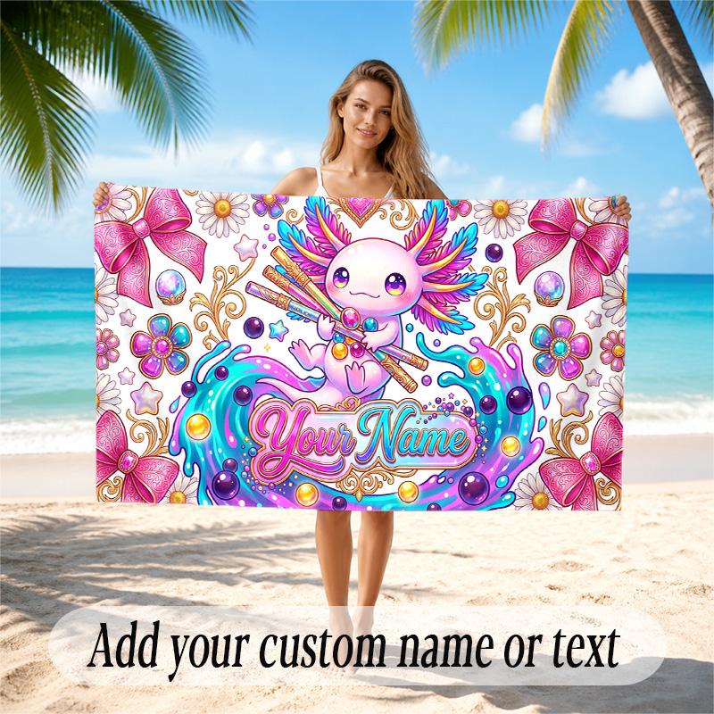 Fantasy Magic Theme Quick Dry Beach Towel Custom Name Text Print Large Sand Resistant Towel Beach Vacation