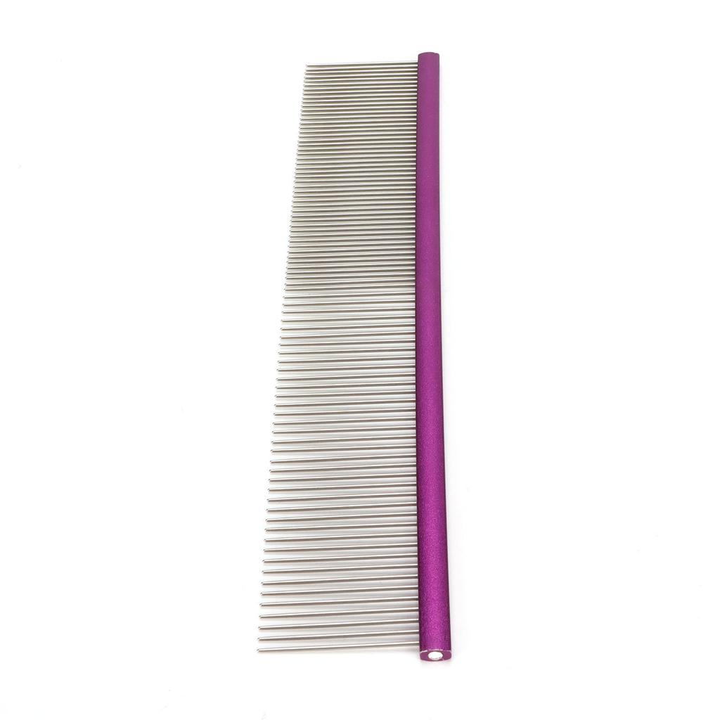 Pet Steel Comb 2 Different Densities Prevents Static Dog Grooming Comb with Rounded Ends for Long