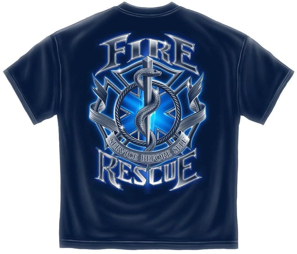

New FIRE RESCUE Blue FIREFIGHTER- T-Shirt 2XL