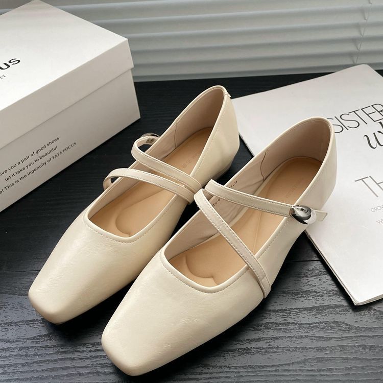 Single Shoe Women's 2025 New Super Foreign Comfortable and Versatile with Skirt One Pedal Soft Sole Square Head Mary Jane Women's Shoes