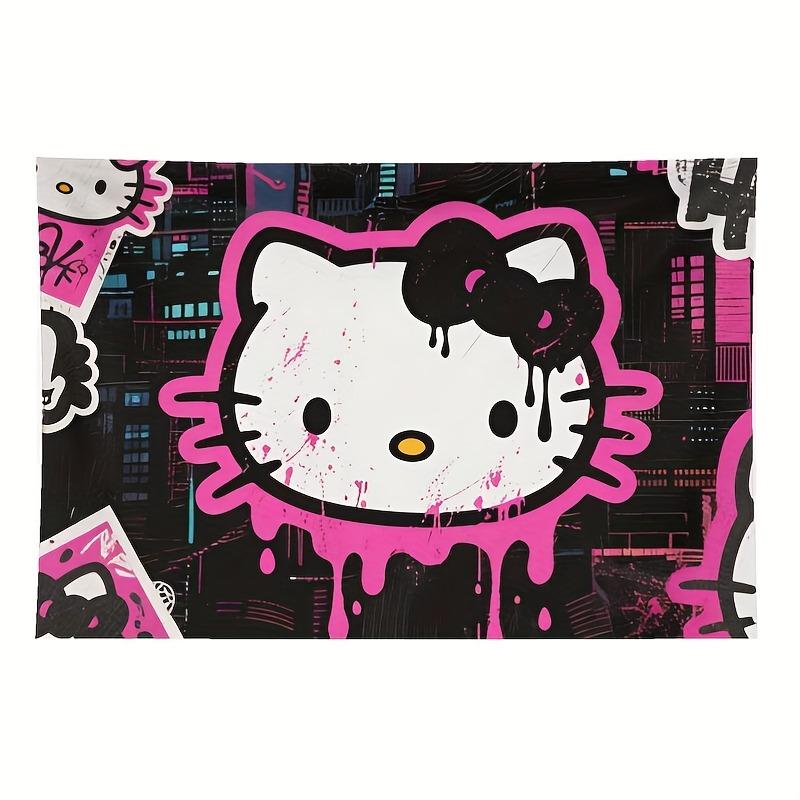

Sanrio Hello Kitty Tapestry Wall Hanging Pink Bow and Fashion Glasses with USD Logo and Heart Pattern Suitable for Cute Room Dec 74x94cm(29x37in)