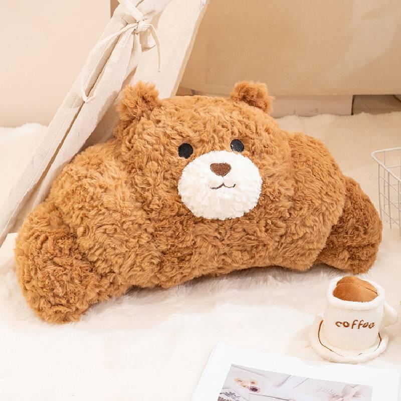 Toy Croissant Plush Pp Cotton Filled Brown Bear Pillow Sofa Cushion Doll Gift