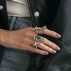 Salircon 5 Stück/Set Übertreibung Acryl Strass Offene Ringe Damen Geometrisch Quadratischer Anhänger Knöchelringe Luxuriöser Modeschmuck