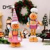 Christmas Gingerbread Doll Ornaments Extendable Leg Plush Doll with Scarf Stuffed Cooking Gingerbread Figure for Christmas Tree Fireplace Decor