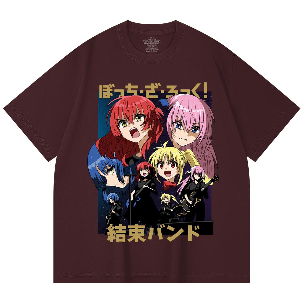 

230 Gsm 100% Cotton Bocchi The Rock V1 Print Unisex Heavy Cotton T Shirt 2XL вина червоного кольору