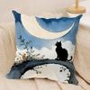 Cartoon Little Black Cat Cushion Cover Silky Short Plush Invisible Zipper Dustproof Sofa Pillow Case For Home Decor