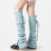 Spring Autumn Straps Bowknot Leg Warmers Knitted Lolita Ruffle Foot Cover Y2k Button Leg Cover Girls Leg Warmers Knee High Socks