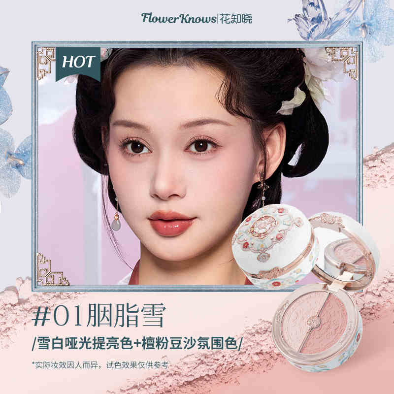 Flower Knows All Serie Schwan Ballett Samt Geprägtes Rouge Mattes Make-up Gepresstes Rouge Puder Palette Damen Geschenkset