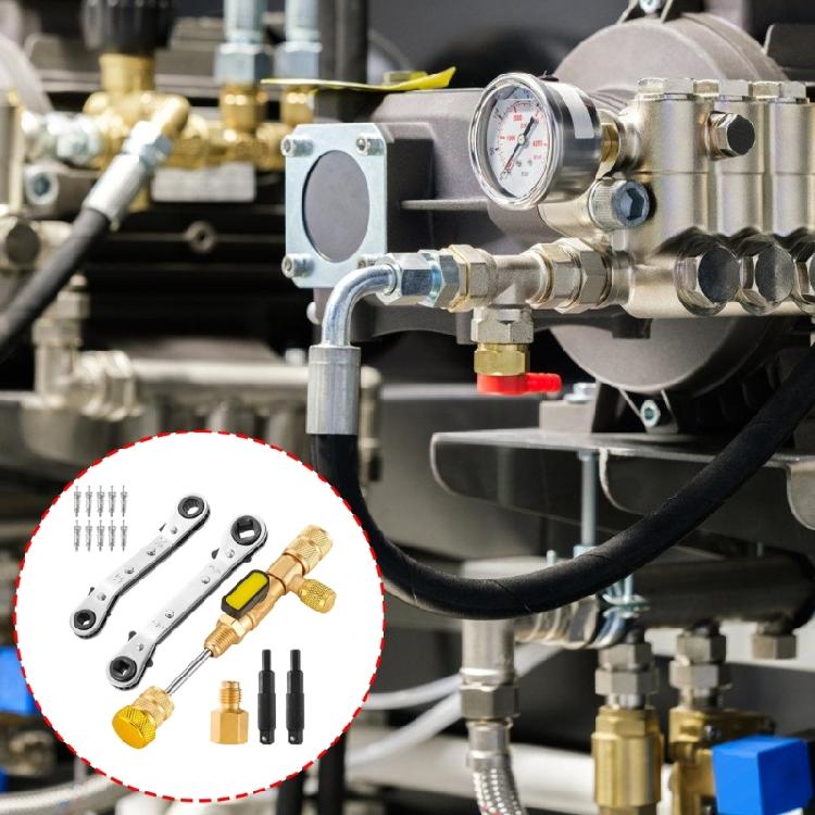 HVAC Maintenance Tool Kit with Valves Cores Removal Tool And Hex Adapters HVAC Service Wrench For Refrigeration Systems