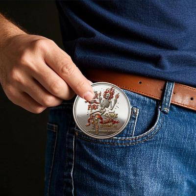 Moneda Desafío Llama Esqueleto Moneda Motivacional Humorística Ficha de Bolsillo Positiva para Mujeres Hombres Colegas Personal Compañeros de Trabajo
