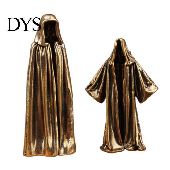 Unique Home Accents Vintage Faceless Ghost Brass Figurine, Retro Metal Mysterious Statue, Creative Miniature Dark Style Ornament Small for Gothic