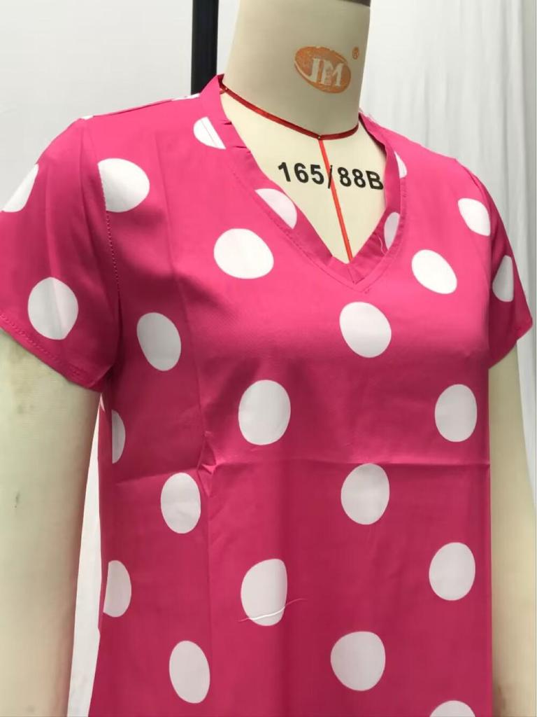 2025 Spring/Summer Polka Dot V-Neck Midi Dress - European & American Women's Fashion