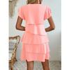 Women's Short Sleeve Crew Neck Ruffle Tiered Layered Flowys Swing Long Midi Dress Summer Dresses Casual Loose Dresses