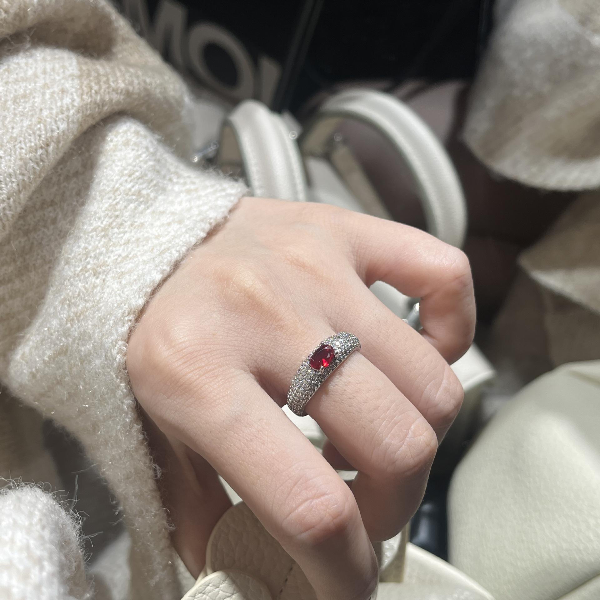 

Роскошный набор с рубином цвета «голубиная кровь» и кольцом с бриллиантом, изысканное женское кольцо на каждый день в стиле «легкая роскошь» Opening adjustable