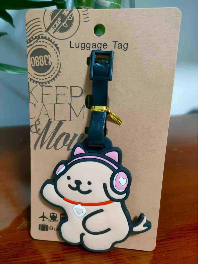 Etichetă moale din cauciuc pentru bagaje, cu desene animate: Bichon Maltez, Golden Retriever și Corgi