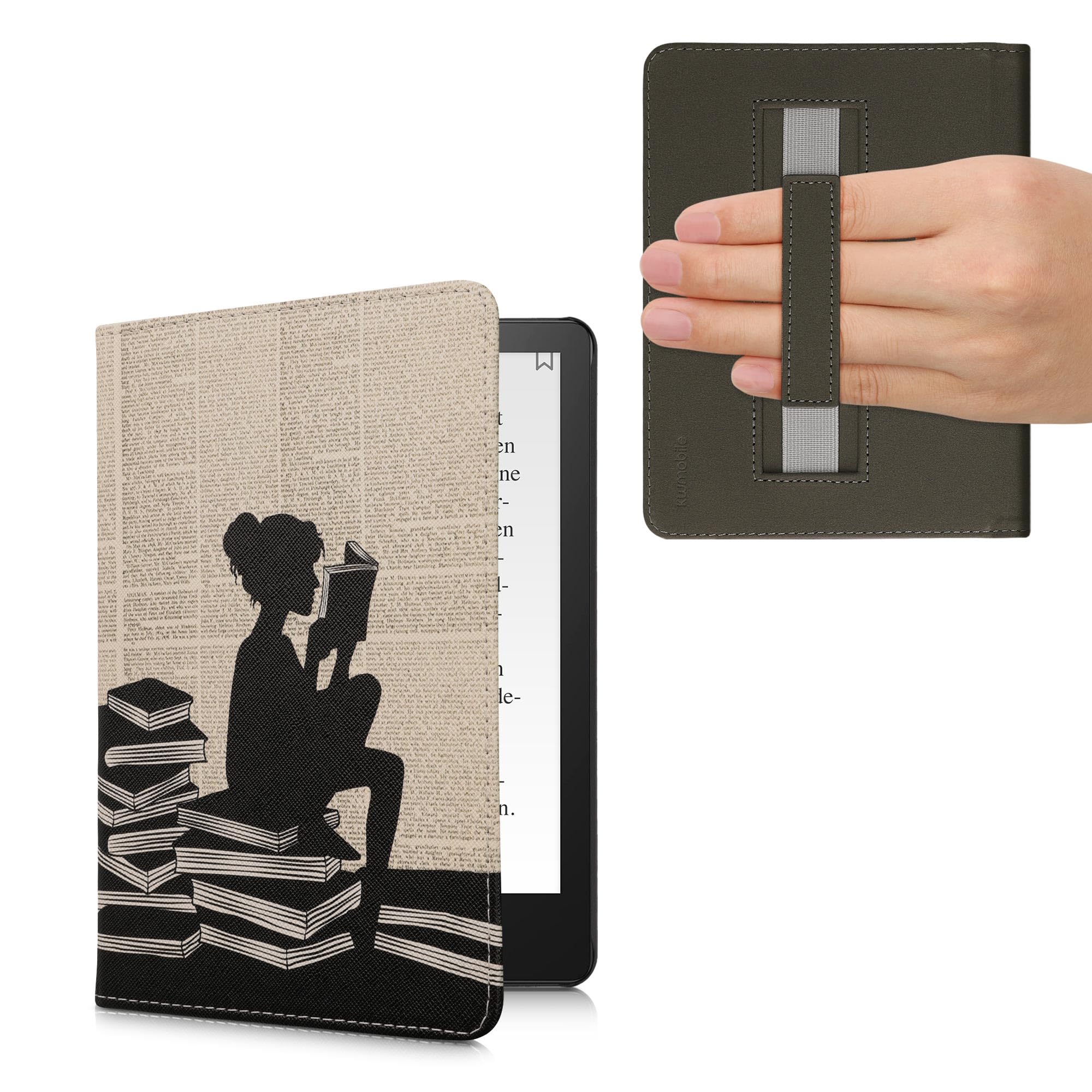 

kwmobile Case for Amazon Kindle Paperwhite Generation 2021 Shockproof PU Leather Folio Case with Book and Girl Design 11. -