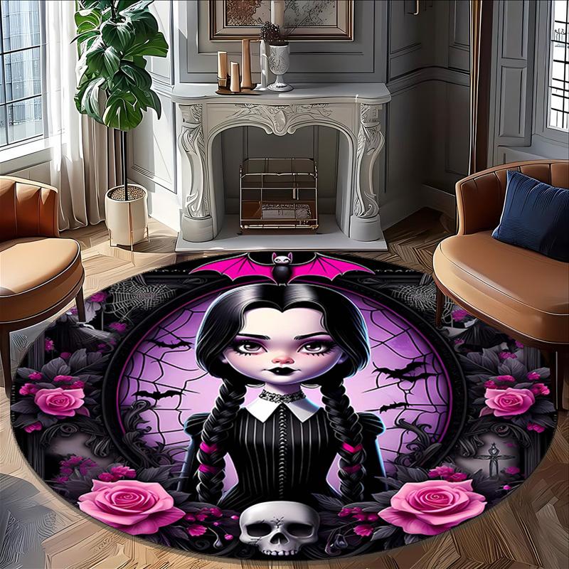 1pc Addams Family Wednesday3 Print Round Carpet Chair Round Carpet Suitable for Bedroom Living Room Home Decorative Carpet