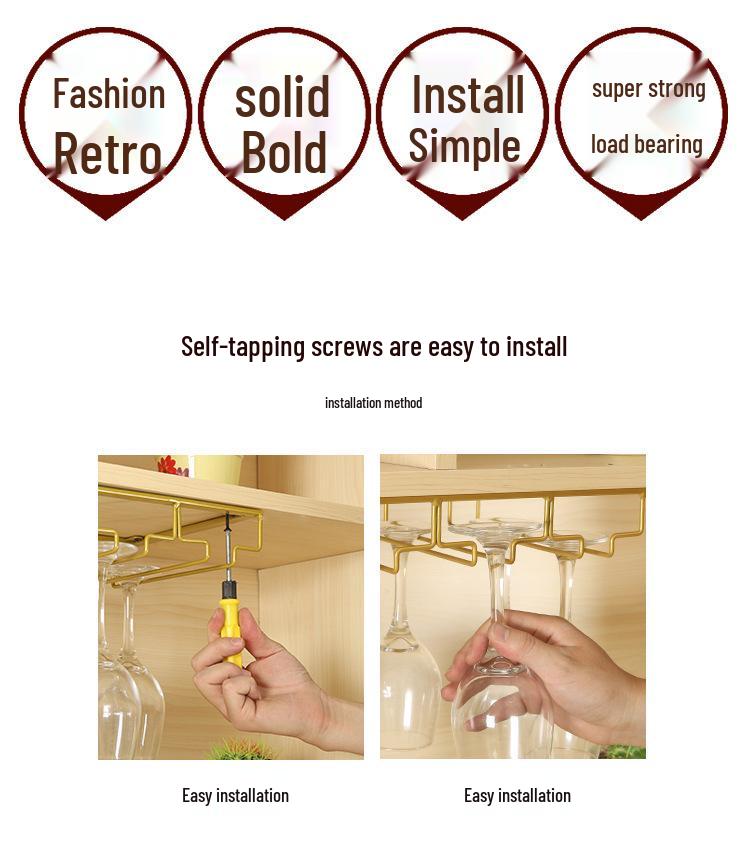 Wine Glass Rack - Upside Down Red Wine Goblet Hanging Storage & Home Decor
