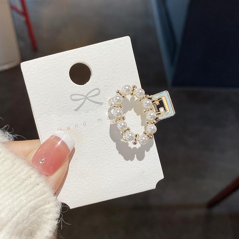 Pearl Rhinaute Small Hair Clip Female Net Celebrity Delicate High Ponytail Clip Korean Advanced Side Broken Hair Clip Headwear