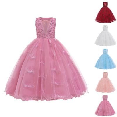 Children's Dress Princess Dress With Bow Solid Color Sequin Performance Cake Dress