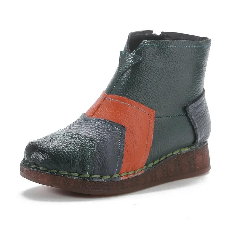 

Женские осенне-зимние толстые хлопковые теплые ботинки на плоской подошве Spell Color Round Head, повседневная удобная обувь 35