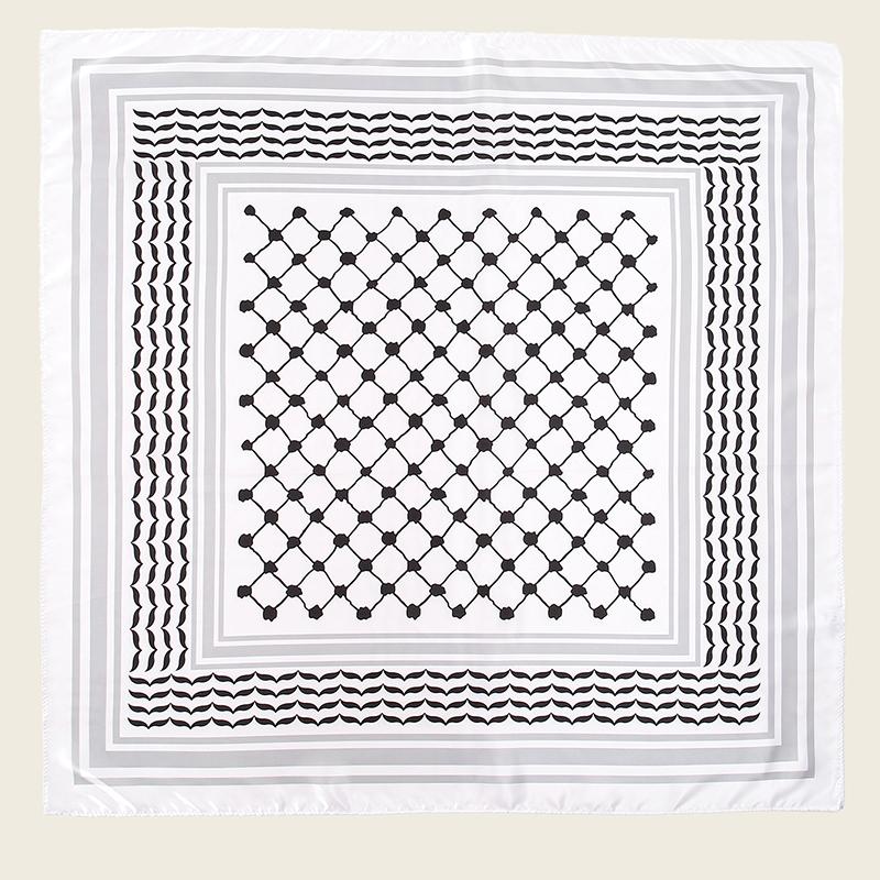 Newest Arabic Satin Silk Square Scarf Printed Muslim Women Hijab Headscarf Ladies Elegant Casual Headband Hair Scarf