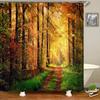 Nature Forest Landscape Shower Curtains Bathroom Curtain Frabic Waterproof Polyester Scenery Bath Curtain with Hooks