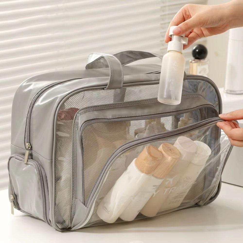 Large Capacity Waterproof Cosmetic Bag Pu Transparent Travel Storage Bag  Outdoor
