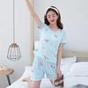 Clearance can be worn outside summer thin pajamas women's short-sleeved shorts round neck simple casual style loungewear set