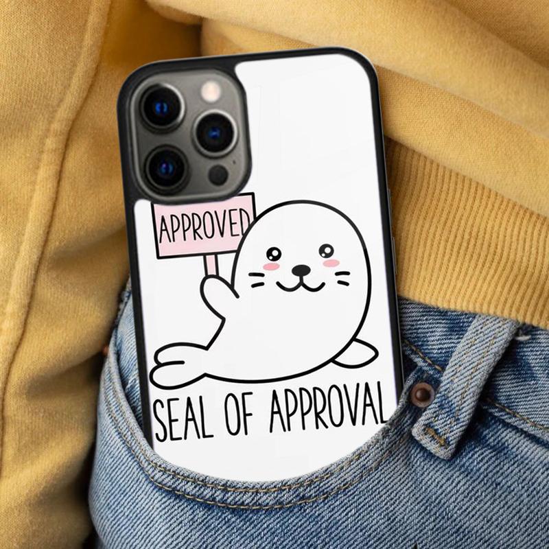 Funny Seal of Approval Soft Phone Case for iPhone 17 Air 16e Pro Max 15 Pro 13 14 Plus 11 12 MagSafe Magnetic Coque