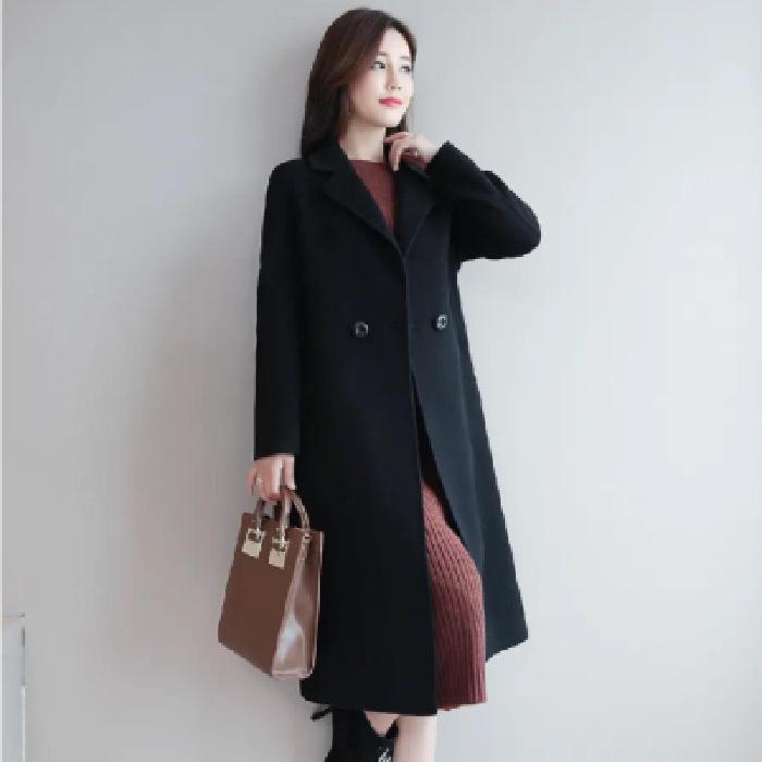2025 Women's Woolen Mid-Length Overcoat - Autumn Winter Korean Style, Plus Size, Loose Fit