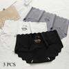 3 ks Dámské jednobarevné kalhotky Bezešvé sexy slipy Dámské jednobarevné pohodlné slipy Ledové hedvábí Neviditelné spodní prádlo Dámské spodní prádlo