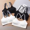 Sports Underwear Women Yoga Fitness Seamless Crop Top Wide Letter Straps Comfortable Workout Activewear