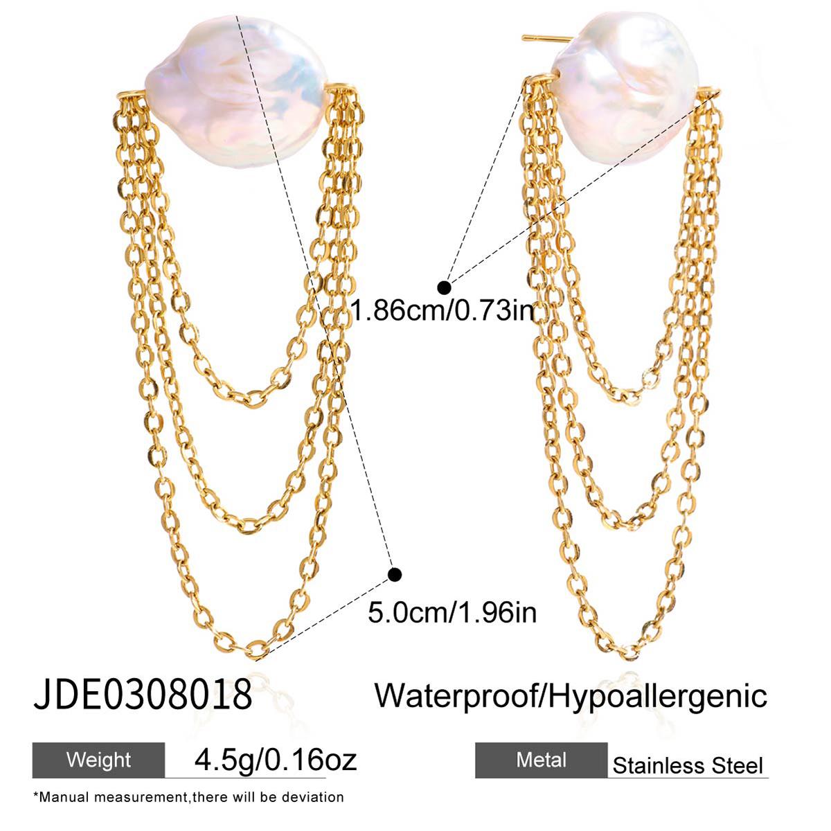 Youthway Freshwater Baroque Pearl Stud Earrings For Women  Gold Plated Stainless Steel Tassel Earrings Fashion Jewelry Gift
