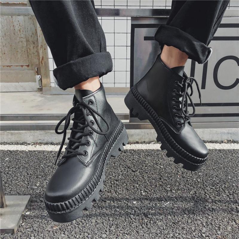 Winter New Platform Mid -Top Boots Men Autumn British Trend Ankle Boots Hight -Top Korean Casual Men 'S Shoes Motorcycle Boots