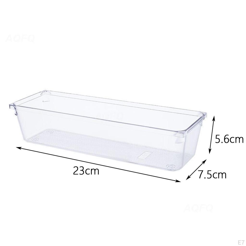 Clear Drawer Organizer Desk Storage Bin Stationery Holder Divider Box for
