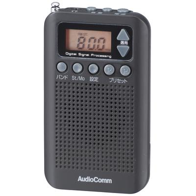 OHM DSP Slim Radio with Wide FM Compatible, Black, RAD-P350N-K, 07-8185