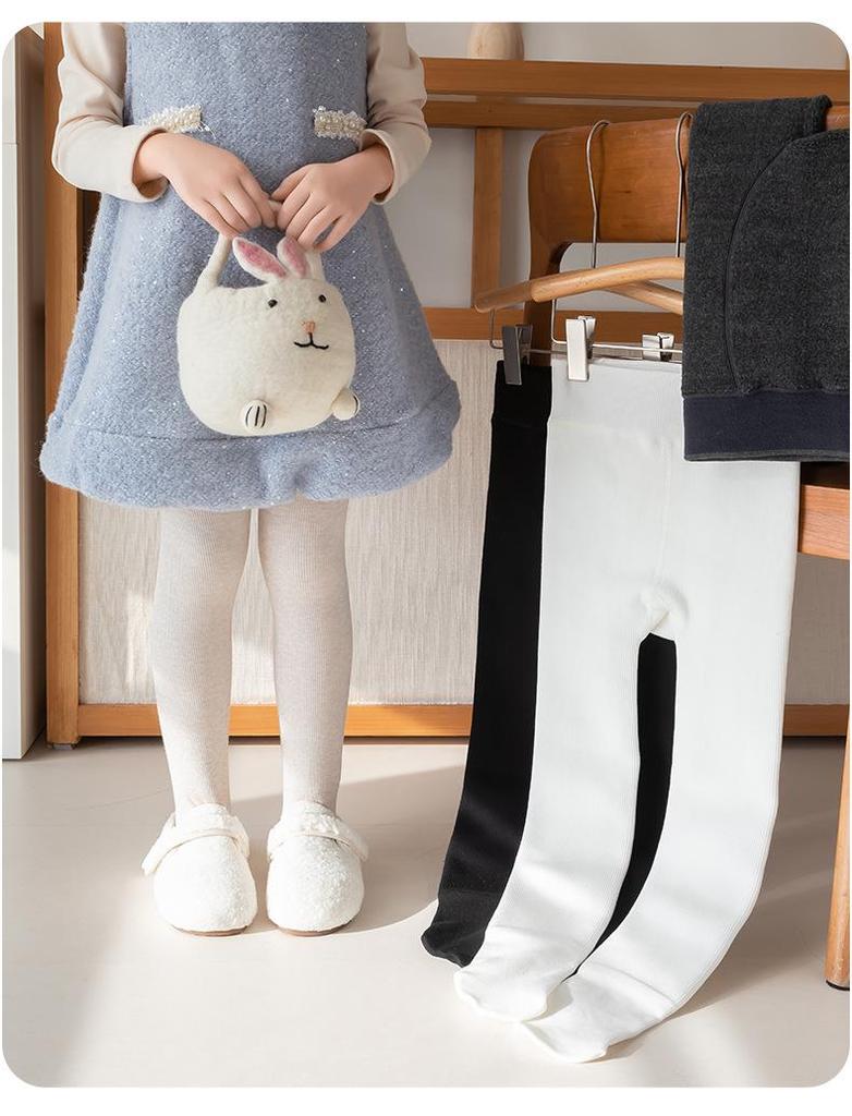 Girls' Super Thick Cotton Striped Leggings - Warm, Extra Thick Tights for Autumn & Winter