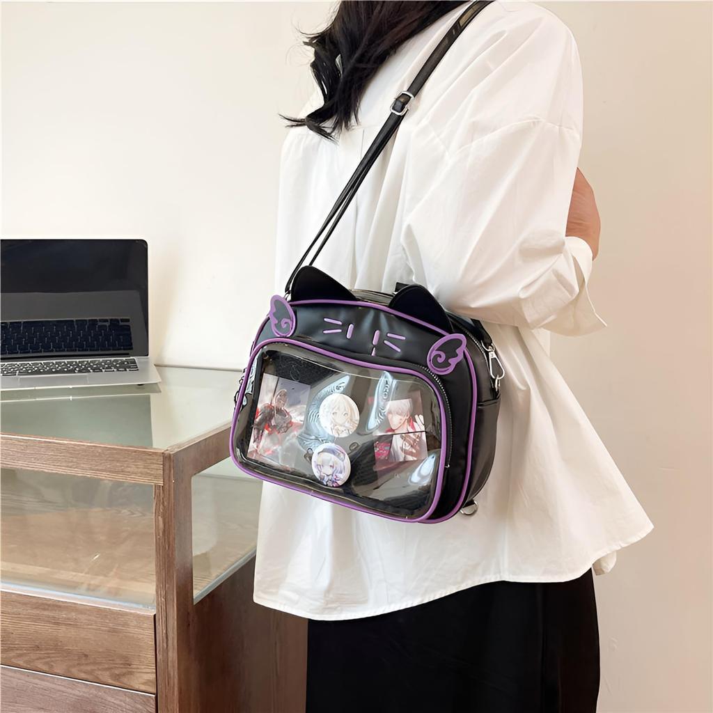 Ita Oshikatsu Shoulder Show Clear Crossbody Small Cute Perfect Backpack [PandaSays] Bag, Bag, Bag, Bag, Pouch, Bag, 2-Way, Cat-Shaped Fashion, Gift,