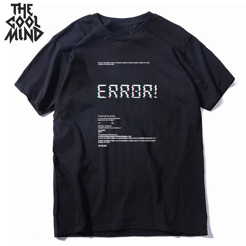 COOLMIND 100% Cotton Short Sleeve Error Print Funny Men T Shirt Casual Loose Men Tshirt o-neck Summer t-shirt Male Men Tee Shirt