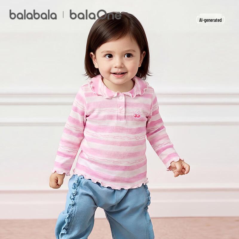 Balabala Girls' Striped Long-Sleeve T-Shirt